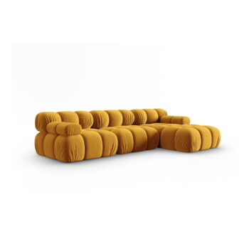Žltá zamatová pohovka 285 cm Bellis – Micadoni Home - Image 2