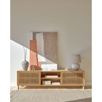 TV stolík v dekore duba v prírodnej farbe 180x50 cm Beyla – Kave Home - Image 5