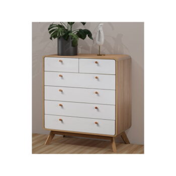 Vysoká komoda v dekore duba v bielo-prírodnej farbe 81x104 cm Caitlin – Støraa - Image 3
