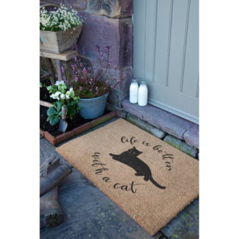 Rohožka z kokosového vlákna 60x90 cm Life Is Better With a Cat – Artsy Doormats - Image 9