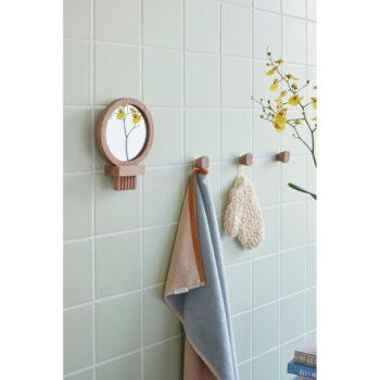 Nástenné/kozmetické zrkadlo s dreveným rámom ø 14 cm – Hübsch - Image 5