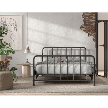 Čierna kovová dvojlôžková posteľ s roštom 160x200 cm BRONXX – Vipack - Image 4