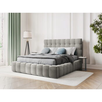 Svetlosivá čalúnená dvojlôžková posteľ s úložným priestorom s roštom 180x200 cm Bali – Cosmopolitan Design - Image 2