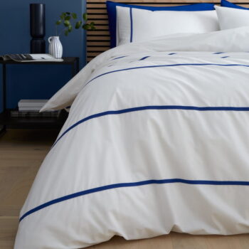 Biele/modré bavlnené obliečky na dvojlôžko 200x200 cm Herringbone Trim Stripe – Content by Terence Conran - Image 2
