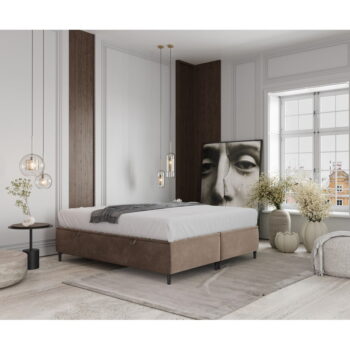 Béžová čalúnená dvojlôžková posteľ s úložným priestorom 160x200 cm Tate – Maison de Rêve - Image 3