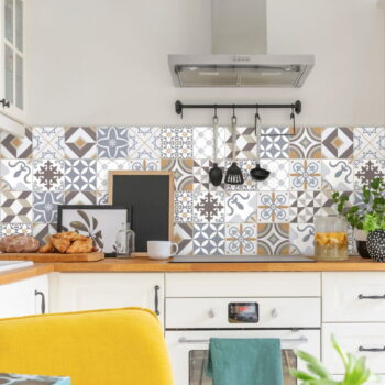 Sada 60 nástenných samolepiek Ambiance Cement Tiles Liliania, 15 x 15 cm – Obrázok 3