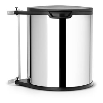 Vstavaný oceľový odpadkový kôš v lesklej striebornej farbe 15 l – Brabantia