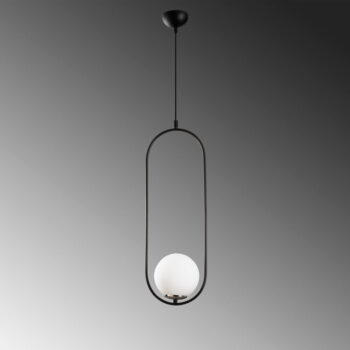 Čierno-biele závesné svietidlo so skleneným tienidlom Mudoni – Opviq lights - Image 5