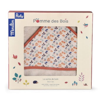 Krémová bavlnená detská osuška s kapucňou 80x80 cm Pomme des Bois – Moulin Roty - Image 5