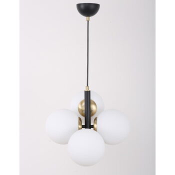 Biele/čierne závesné svietidlo so skleneným tienidlom ø 15 cm Forte – Squid Lighting - Image 3