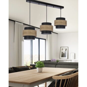 Závesné svietidlo s textilným tienidlom v čierno-prírodnej farbe ø 20 cm Twin – Candellux Lighting - Image 2