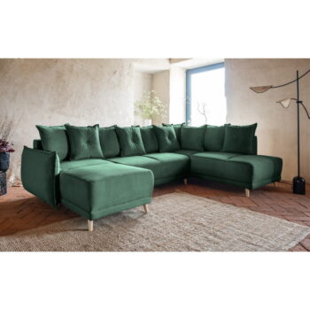 Zelená menčestrová rozkladacia rohová pohovka (pravý roh/do "U") Lazy Lukka – Miuform - Image 7