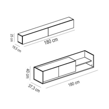 Biela/prírodná TV súprava v dekore exotického dreva 180x40 cm Kale - Kalune Design – Obrázok 4