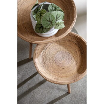 Ratanové okrúhle odkladacie stolíky v súprave 2 ks ø 56 cm Colon – Light & Living - Image 2