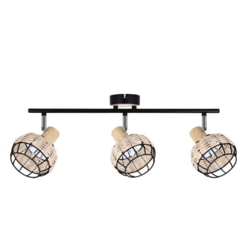 Čierno-krémové stropné svietidlo s tienidlom z kovu a ratanu ø 12 cm Tajga – Candellux Lighting – Obrázok 2