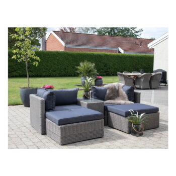 Tmavosivý záhradný lounge set z umelého ratanu pre 3 Rossi – House Nordic – Obrázok 8