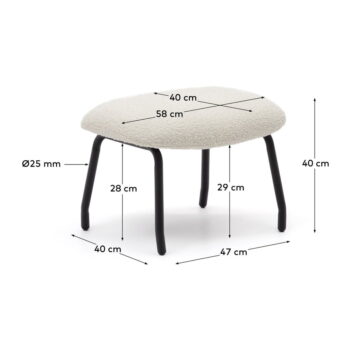 Krémový taburet z textílie buklé Belina – Kave Home - Image 7