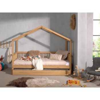 Domčeková detská posteľ z dubového dreva v prírodnej farbe s výsuvným lôžkom 90x200 cm Forrest – Vipack - Image 10