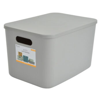 Sivý plastový úložný box s vekom 35,5x25,5x23 cm – Homéa - Image 3