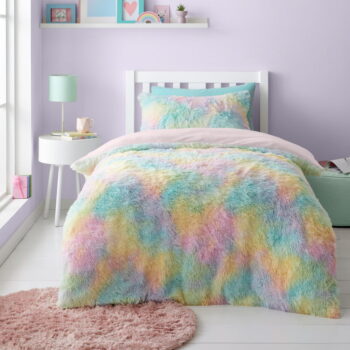 Detské obliečky na dvojlôžko z mikroplyšu 200x200 cm Rainbow Cuddly – ​​Catherine Lansfield