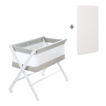 Biela skladacia kolíska na kolieskach 90x45 cm – Roba - Image 2