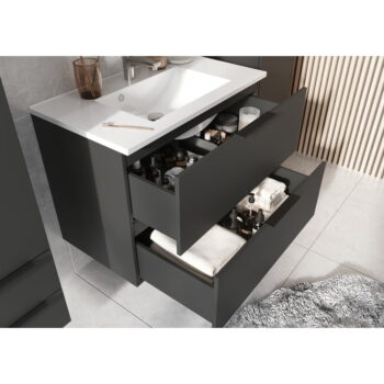 Antracitová nízka závesná skrinka s umývadlom 81x61 cm Crandon – Germania – Obrázok 8