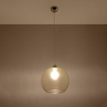 Béžové závesné svietidlo so skleneným tienidlom ø 30 cm Bilbao – Nice Lamps - Image 3