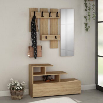 Predsieňová zostava v dekore duba v prírodnej farbe Vesty - Kalune Design – Obrázok 3