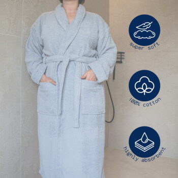 Hnedý bavlnený župan veľkosť XXL Lindu – Tiseco Home Studio – Obrázok 2