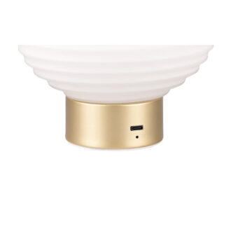 Stmievateľná LED stolová lampa v bielej a zlatej farbe so skleneným tienidlom (výška 14,5 cm) Earl – Trio - Image 5