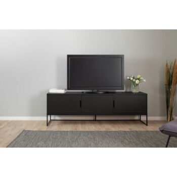 Čierny TV stolík s tromi dvierkami Tenzo Lipp, 176 x 57 cm - Image 4