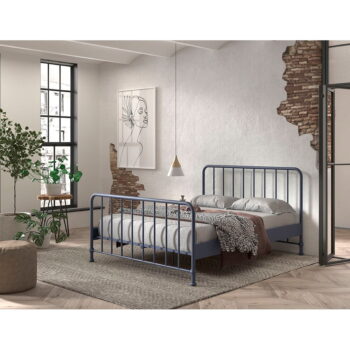 Modrá kovová dvojlôžková posteľ s roštom 160x200 cm BRONXX – Vipack – Obrázok 3