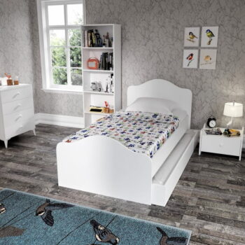 Biela jednolôžková posteľ s úložným priestorom 90x190 cm Kanguru – Kalune Design - Image 2