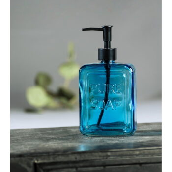 Modrý sklenený dávkovač na mydlo Wenko Pure Soap – Obrázok 3