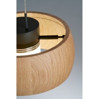 LED stmievateľné závesné svietidlo v čiernej a prírodnej farbe s dreveným tienidlom Shine-wood – Fischer & Honsel - Image 2