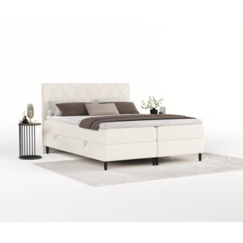 Krémovobiela boxspring posteľ s úložným priestorom 200x200 cm Gwen – Maison de Rêve - Image 7