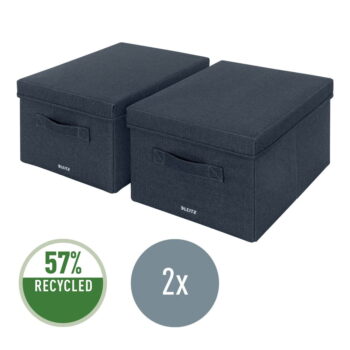 Tmavosivé látkové úložné boxy v súprave 2 ks s vekom 28.5x38x20 cm – Leitz - Image 5