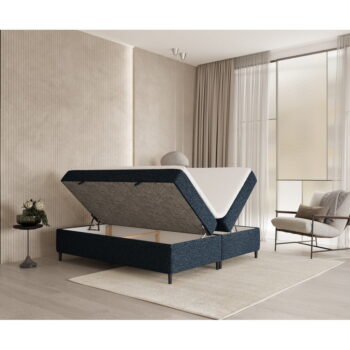 Tmavomodrá boxspring posteľ s úložným priestorom 200x200 cm Araya – Maison de Rêve - Image 5