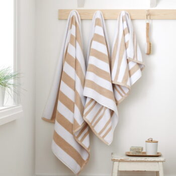 Biela/béžová bavlnená osuška 70x120 cm Stripe Jacquard – Bianca - Image 5