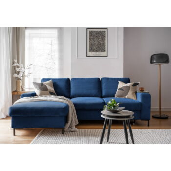 Tmavomodrá menčestrová rozkladacia rohová pohovka (ľavý roh) Lofty Lilly – Miuform - Image 5