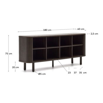 Tmavohnedá nízka komoda v dekore jaseňa s posuvnými dverami 180x75 cm Mailen – Kave Home – Obrázok 2