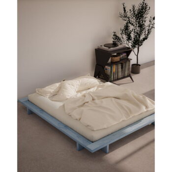 Svetlomodrá dvojlôžková posteľ z borovicového dreva s roštom 180x200 cm Japan – Karup Design - Image 3