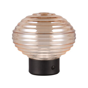 Čierno-béžová stmievateľná LED stolová lampa so skleneným tienidlom (výška 14,5 cm) Earl – Trio