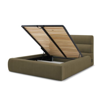 Tmavozelená čalúnená dvojlôžková posteľ s úložným priestorom s roštom 180x200 cm Jagna – Bobochic Paris – Obrázok 11