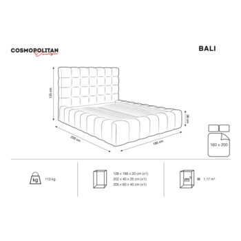 Svetlomodrá čalúnená dvojlôžková posteľ s úložným priestorom s roštom 160x200 cm Bali – Cosmopolitan Design - Image 2