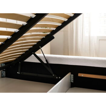 Biela čalúnená dvojlôžková posteľ s úložným priestorom s roštom 140x190 cm Orlane – Bobochic Paris - Image 9