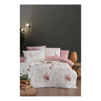 Bielo-ružové 3-dielne predĺžené obliečky na jednolôžko s plachtou 160x220 cm Floral – Mila Home - Image 2