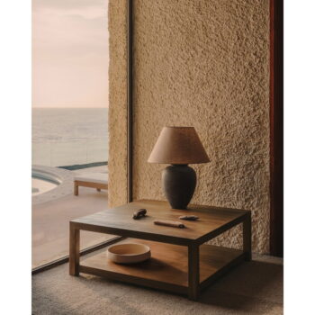 Čierno-béžová stolová lampa s textilným tienidlom (výška 60 cm) Mercadal – Kave Home - Image 3