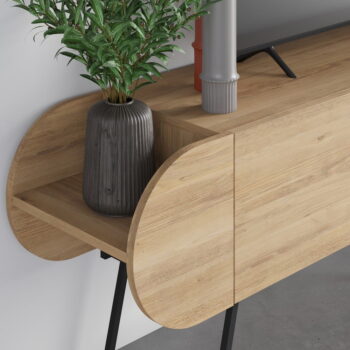 TV stolík v dekore duba v prírodnej farbe 195x57 cm Saluso – Marckeric - Image 4