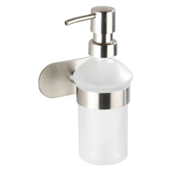 Samodržiaci sklenený dávkovač mydla v matne striebornej farbe 200 ml Orea – Wenko - Image 5